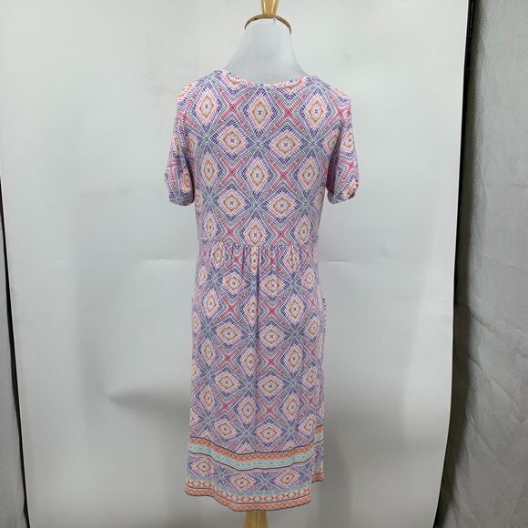 J Jill Dress Womens XS Purple Multi Geo Print Soft Stretch Cuffed Short Sleeves - Picture 7 of 16